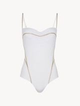 Underwired white swimsuit with metallic embroidery_0