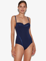 Underwired navy swimsuit with metallic embroidery_1