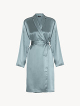 Silk short robe in Frosty Green_0