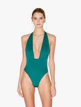 Halter neck swimsuit in Evergreen_1