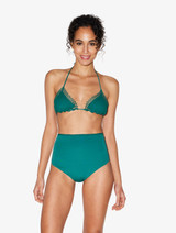 High-waisted bikini briefs in Evergreen with lace-up detail_1