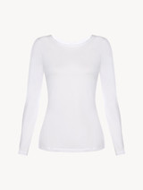 White cotton long-sleeved top_0