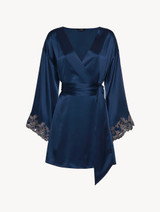 Blue silk short robe with frastaglio_0