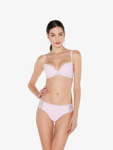 Push-up Bra in pale pink Lycra with Leavers lace_1