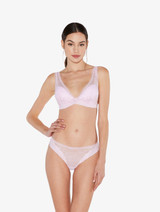 Triangle Bra in pale pink Lycra with Leavers lace_1