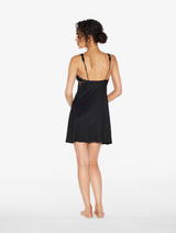 Slip Dress in black modal with embroidered tulle_2