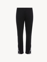 Trousers in black modal with embroidered tulle_0