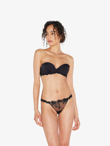 Bandeau Bra in black Lycra with embroidered tulle_3
