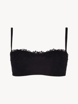 Black non-wired bandeau bra with macramé_0