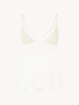 White silk camisole with macramé frastaglio_0