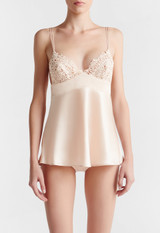 Pink silk camisole with macramé frastaglio_1