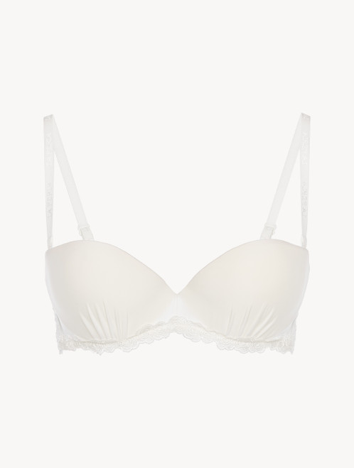Push-up Bra in beige Lycra with embroidered tulle