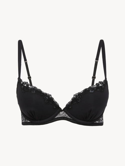 Push-up Bra in black Lycra with Leavers lace_1