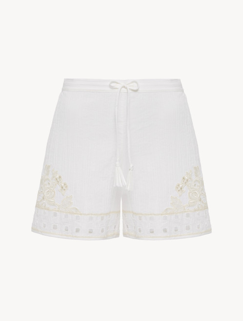 Shorts in off-white cotton_5