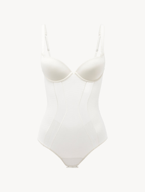 Bodysuit in off-white stretch tulle_5
