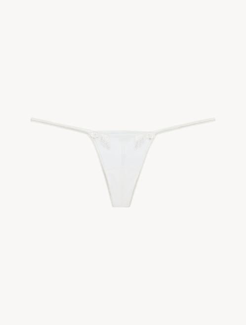 Thong in off-white stretch tulle_0