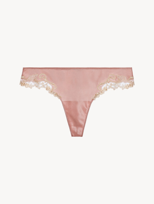 Pink silk satin thong with frastaglio_0