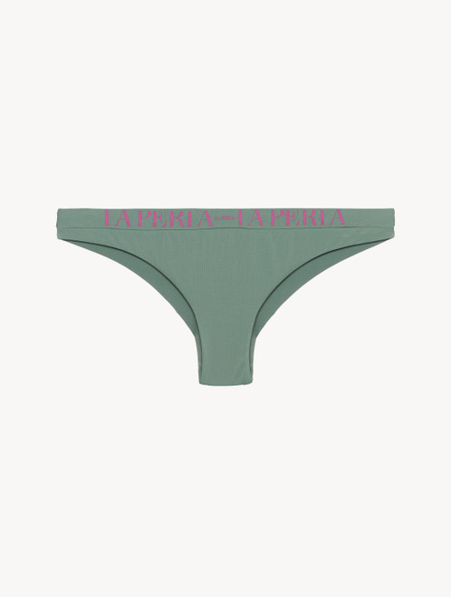 Brazilian bikini brief in khaki green with logo_6