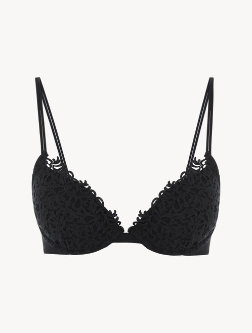 Black push-up bra with macramé_0