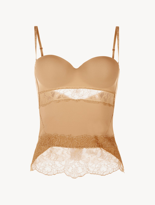 Nude Lycra corset with Chantilly lace_4