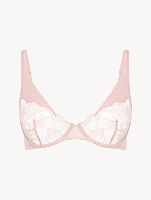 Underwired bra in pink with French Leavers lace_1