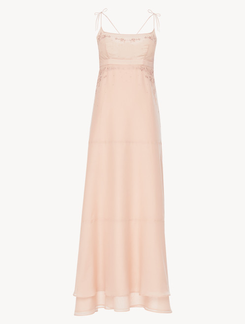 Long nightgown in earthy pink cotton voile_1