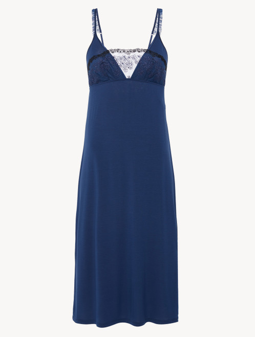 Nightgown in dark denim blue rayon_0