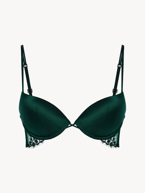 Green push-up bra with Leavers lace trim_1