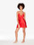 Red silk slip dress with macramé_1