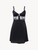 Slip Dress in black modal with embroidered tulle_0