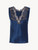 Dark blue silk satin top with frastaglio_0