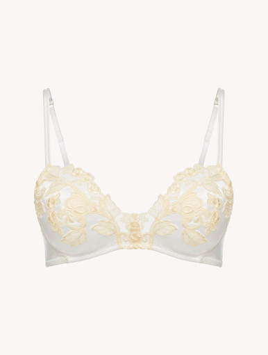 White silk Triangle Bra with ivory frastaglio - La Perla - Russia