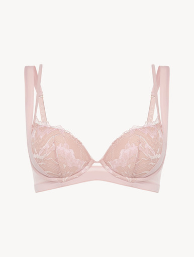 Triangle bra in pink with French Leavers lace