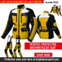 Dark yellow for safety and visibility, yellow, green, red and white are the best colors for visibility.  You may choose custom and we can get your color and fit to perfection for your lady rider journey.