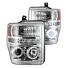 Recon Clear Projector Headlights with CCFL Halos 2008 to 2010 Ford Super Duty (REC264196CLCC)-Main View