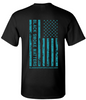  "BLACK SMOKE MATTERS" Teal on Black Flag Design T-Shirt (BSM_T&B_SHIRT) Back View