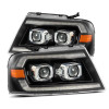 AlphaRex Pro Series Black Halogen Projector Headlights 2004 to 2008 Ford F150 (880134)-Main View