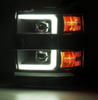 AlphaRex Pro Series Jet Black Projector Headlights 2015 to 2019 Silverado 2500HD/3500HD (880226)-Light View