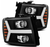 AlphaRex Pro Series Black Projector Headlights 2007.5 to 2014 Silverado 2500HD/3500HD (880205)-Main View