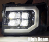 AlphaRex NOVA Series Gloss Black LED Projector Headlights 2007.5 to 2014 Sierra 2500HD/3500HD (880609)-High Beam Light View