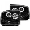 Recon Smoked Projector Headlights with OLED U-Bar 2005 to 2007 Ford Super Duty (REC264193BK)-Main View