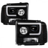 SPYDER BLACK PROJECTOR HEADLIGHTS WITH LIGHT BAR DRL-2005-2007 FORD SUPER DUTY