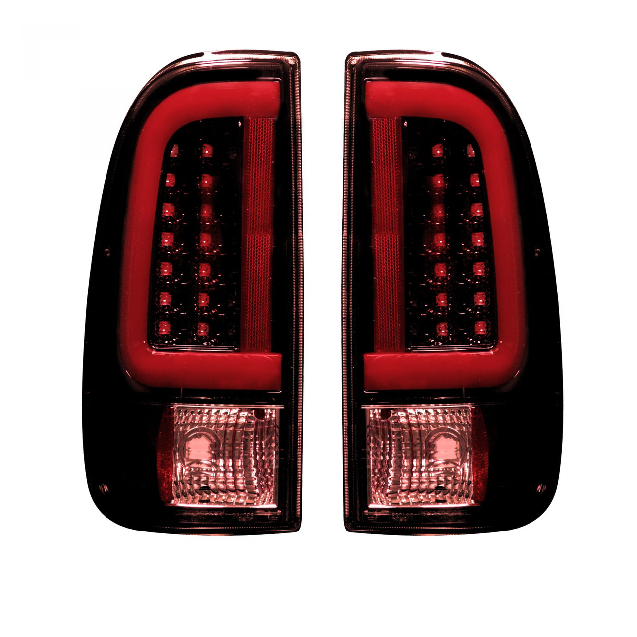 Recon Dark Red Smoked OLED Tail Lights 2008 to 2016 Ford Super Duty (REC264293RBK)-Main View