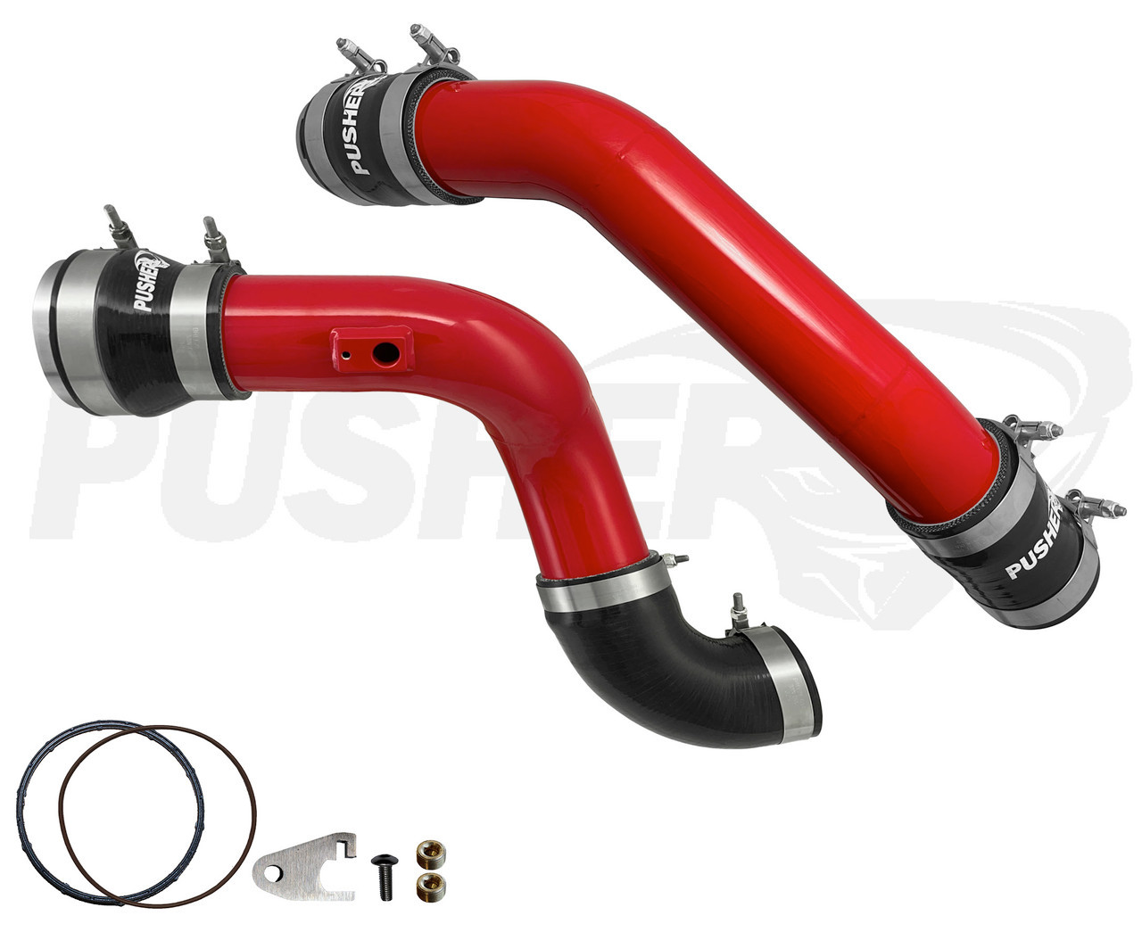 Pusher Intake CAC Pipe Kit w/Throttle Valve Adapter Red 2017-2019 Ford Superduty 