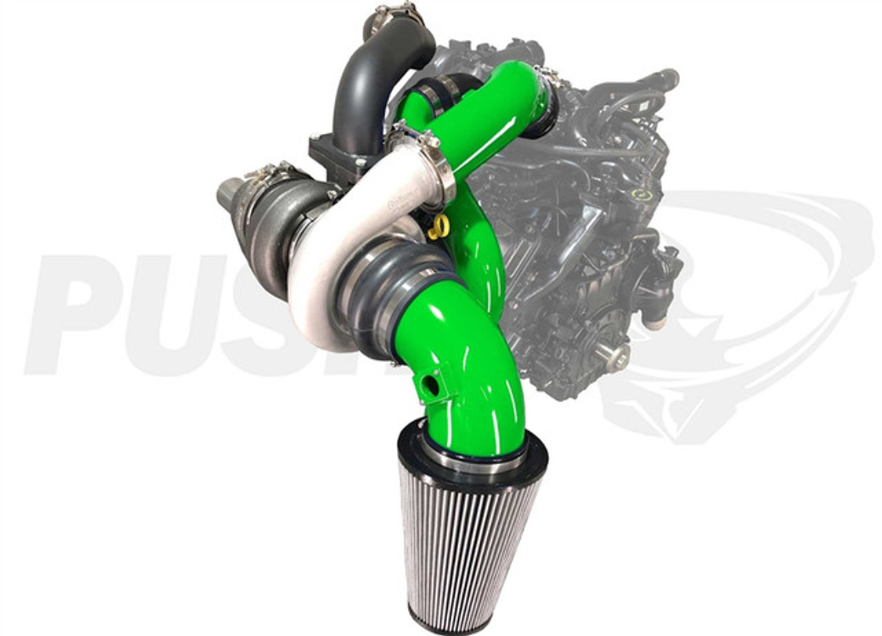 Pusher Max Compound Turbo System - 2001-2004 Duramax LB7 -PUSHER GREEN VIEW 