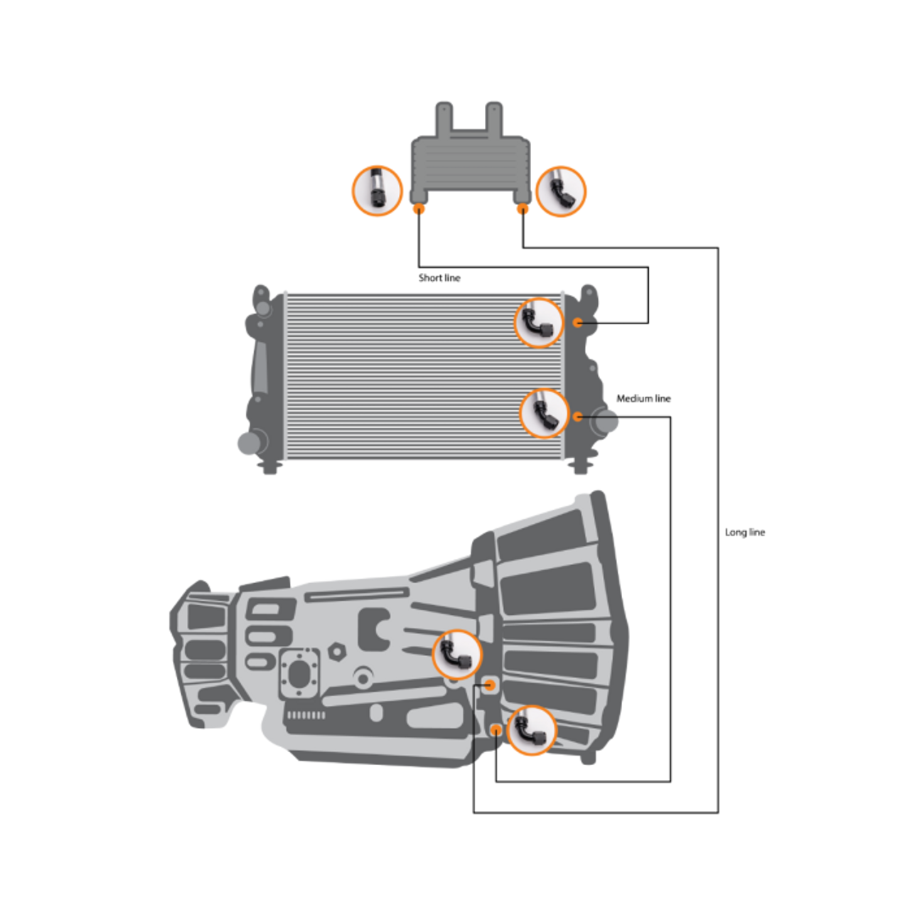  Fleece Transmission Cooler Line Set -2017-2019 L5P 6.6L Duramax - Diagram View