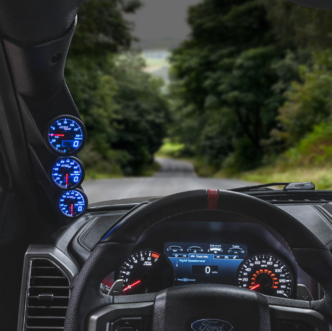 Glowshift MaxTow Triple Gauge Package for 2015-2020 Ford F-150 (MT-3001.2-DV-PKG)-Main View