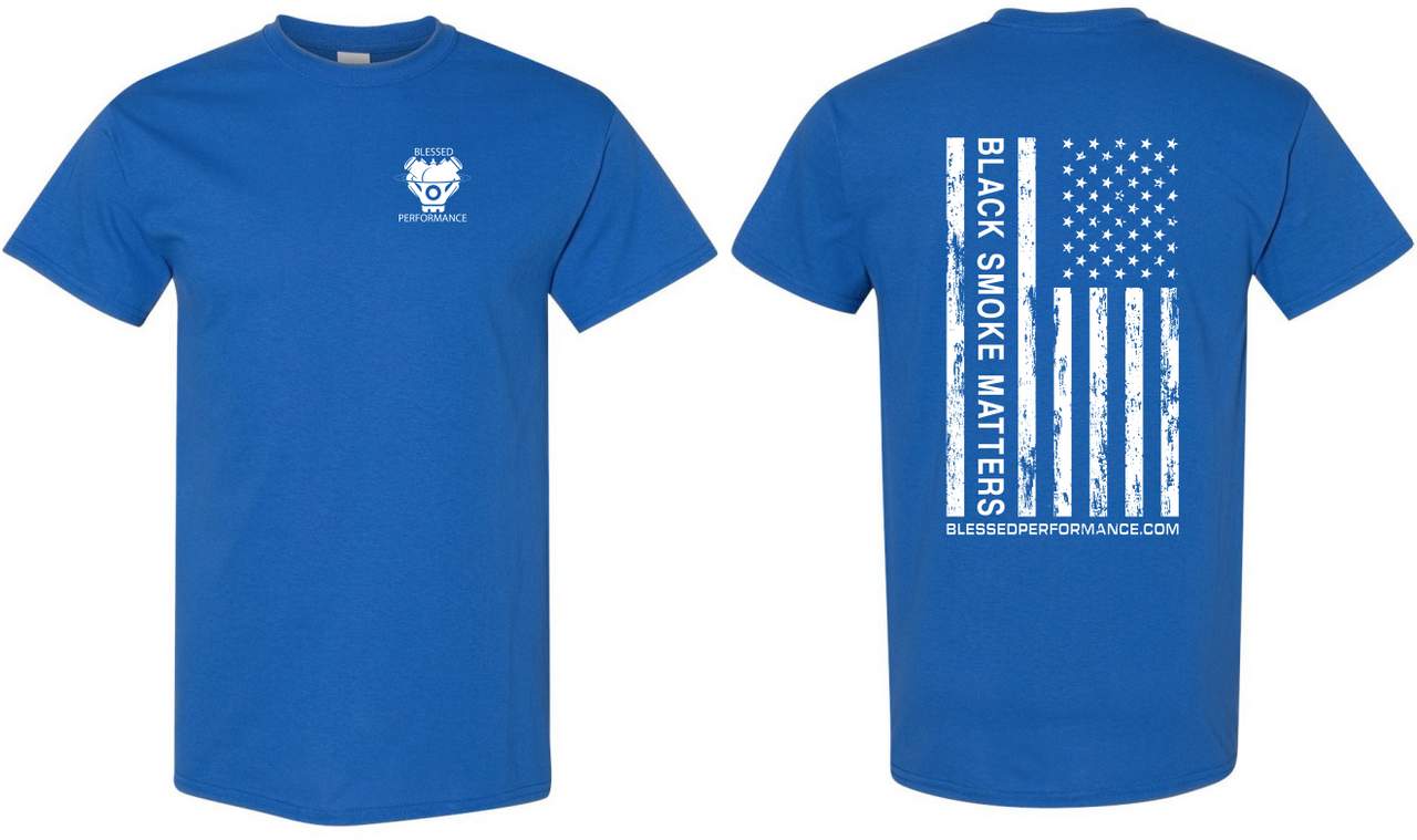 "BLACK SMOKE MATTERS" Blueberry Flag Design T-Shirt - Full View