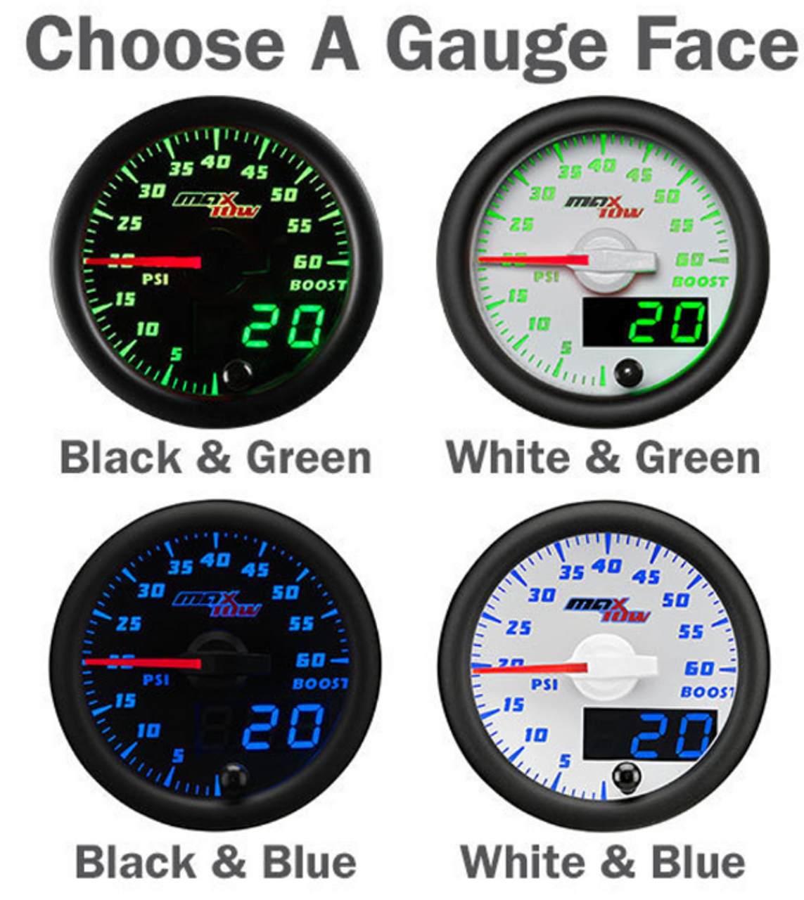 Glowshift MaxTow Dual Gauge Package for 1994-1997 Cummins (MT-254-DV-PKG)-Gauge Face Options 