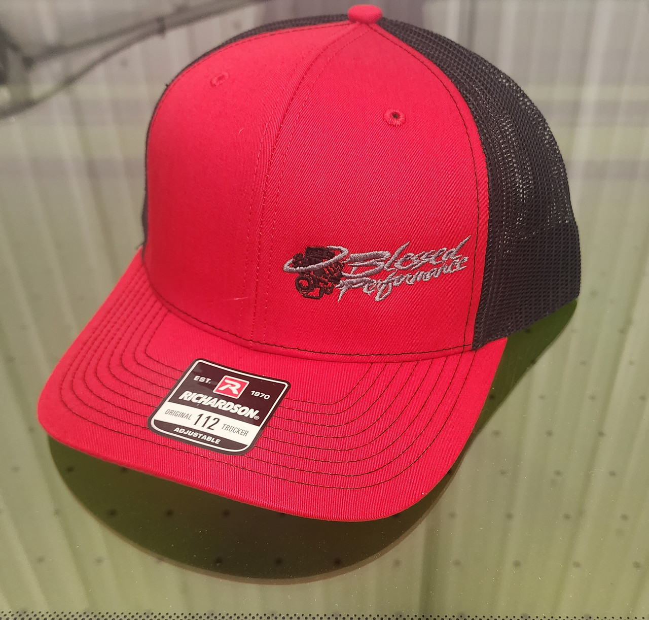  Blessed Performance Modern Logo Rowdy Red on Black Hat (BP_MODERN_RRHAT) - Main View